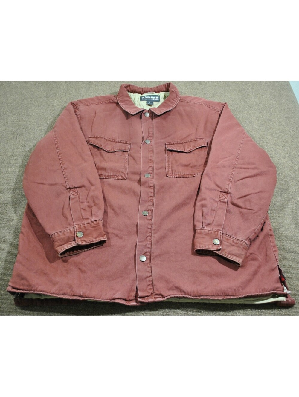 Woolrich Outdoors Trail Hiking Button Snap Jacket Shirt Red Size X-Large